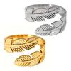 Finger Ring Feather Shape Open Adjustable Fit Women Ring Stainless Steel Texture Freedom Lightness Symbol Stacking Layered Base Ring
