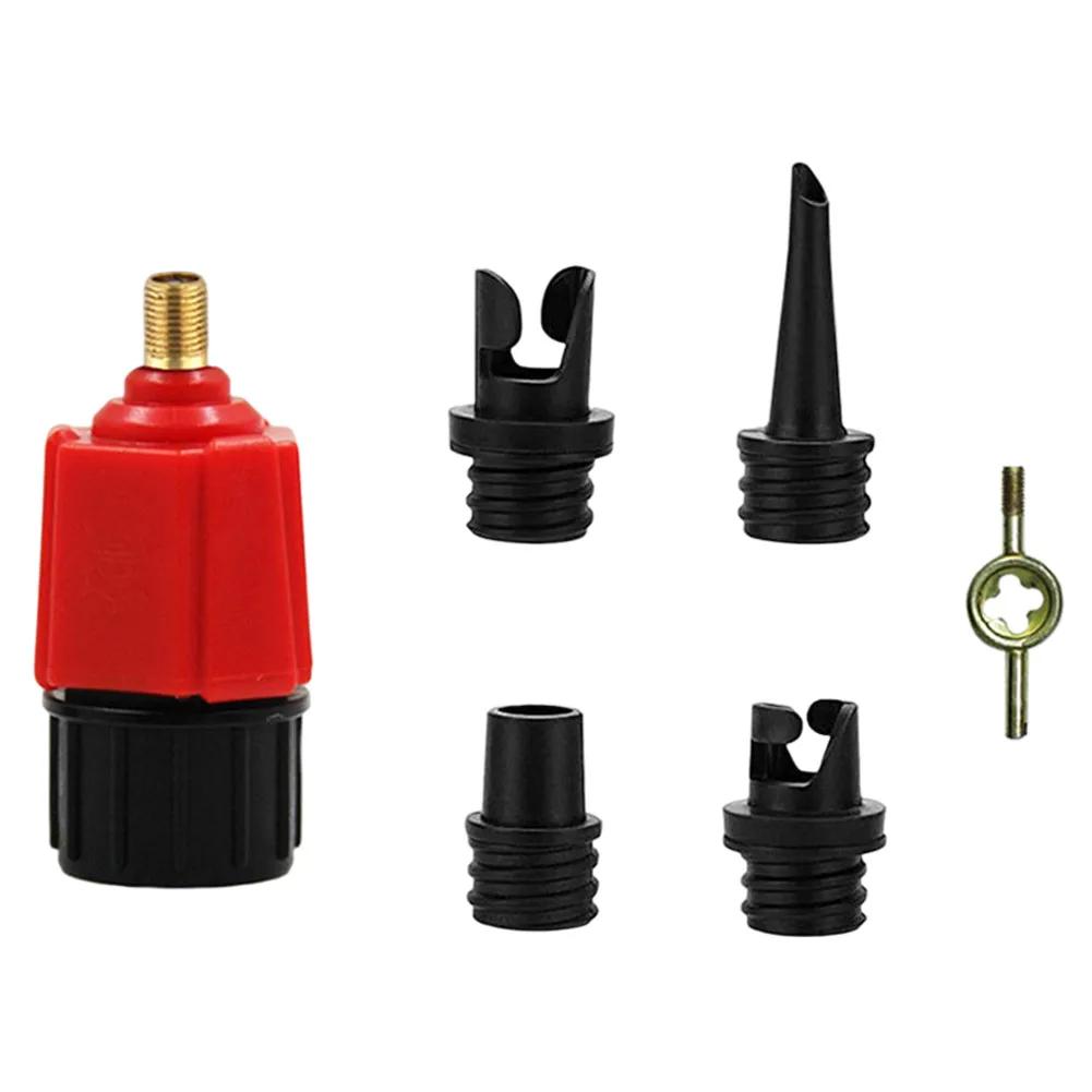 

SUP Pump Adaptor Multifunctional Pump Valve Adapter 4 Standard Nozzles for Inflatable Boat Bed for Stand Up Paddle Board червоний