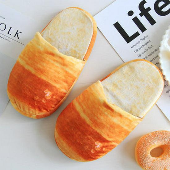 Plush Foodie Bread Hamburger Toast Winter Non-Slip Soft Home Shoes M fits 36-39 1398₽