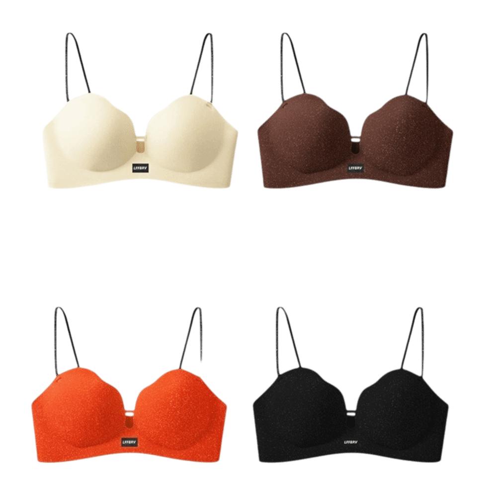 Shiny Petal Cup Bra Lifting Thick Padded Bra Adjustable Straps Push Up Bra Small Bust