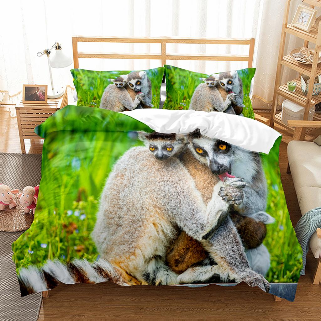 Brown Raccoon King Queen Double Full Duvet Cover Lovely Animal Bedding Set Wildlife Quilt Cover 2/3pcs Polyester Comforter Cover