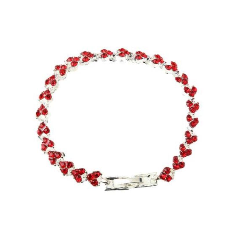 Женский роскошный простой блестящий браслет из искусственного кристалла с пряжкой-цепочкой в ​​подарок 19cm красный