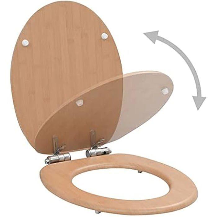 Siège de Toilette - VIDAXL - Couvercle à Fermeture Douce - MDF - Charnières Réglables - Couleur Bambou