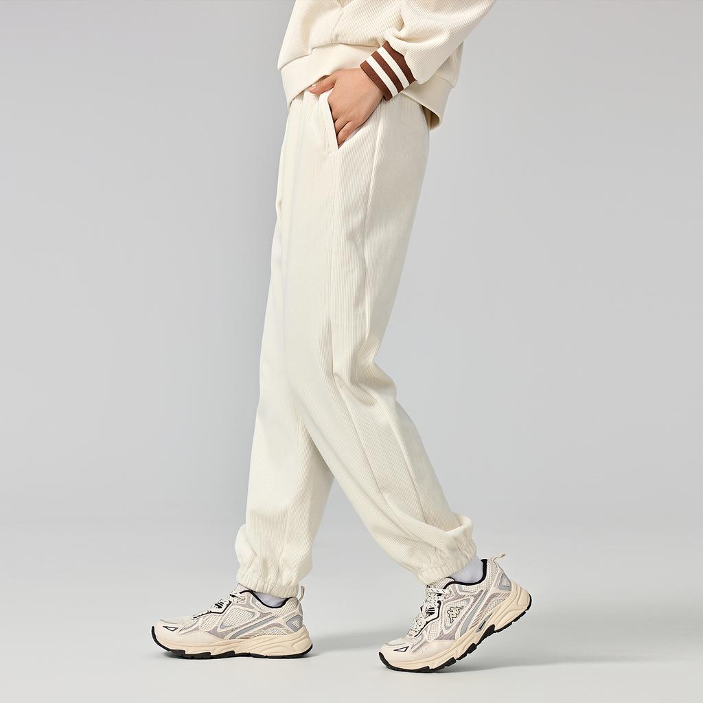 Kappa 1916 Series Fashion Casual Pants Corduroy Comfortable Casual Cuffed Joggers Knitted Sports Pants Women bottoms White K0E82AK09