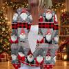 Women's Christmas Print Knit Cardigan Button Front Long Sleeve Sweater Coat for Holiday