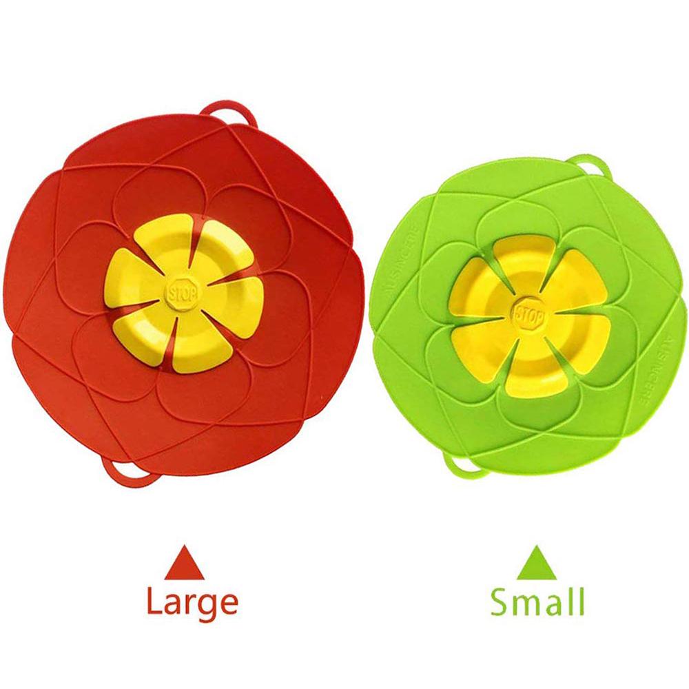 2 Pezzi Tappo Anti-Sversamento Copri Pentola Protezione Anti-Trabocco Tappo in Silicone per Pentola Schermature Anti-Schizzi Strumento da Cucina Multifunzione Verde