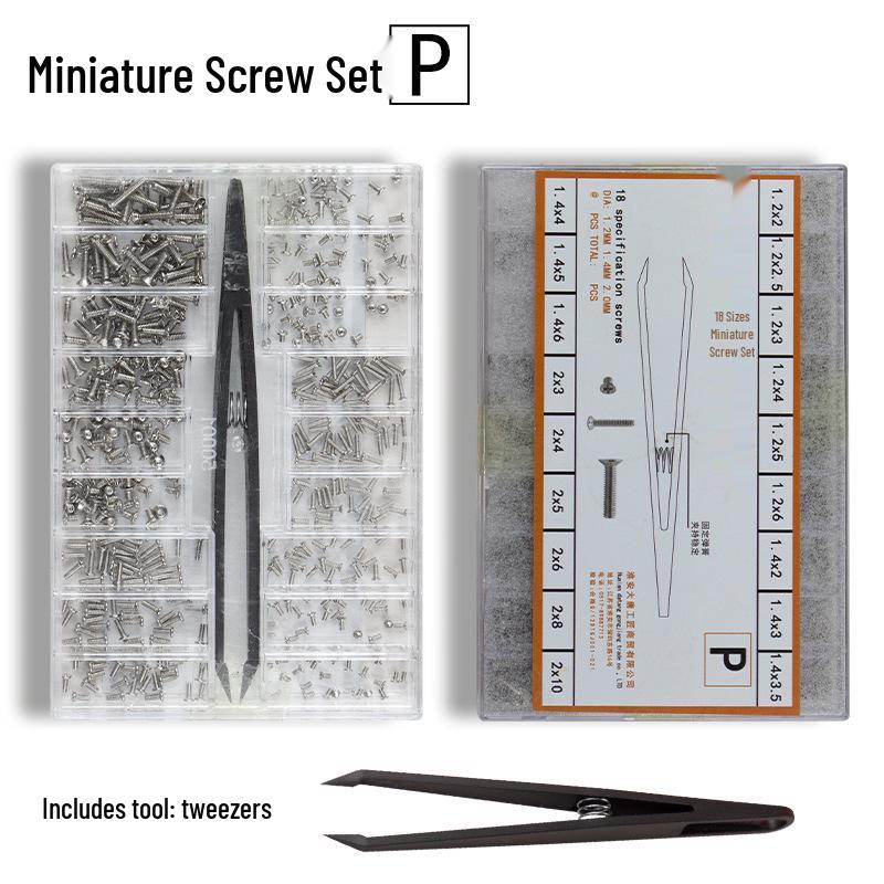 18-Sized Mini Screw Set: Screws for Watches, Eyeglass Frames, and Laptops