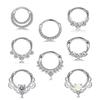 8 Pcs 316L Stainless Steel Septum Nose Rings With CZ Cartilage Tragus Helix Daith Hoop Earrings Piercing Jewelry