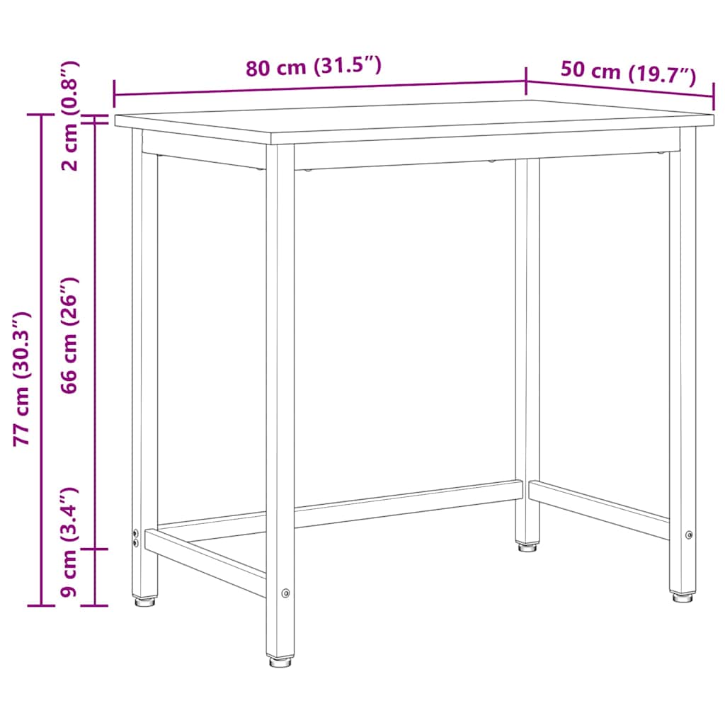 White Table 80 x 50 x 77 cm Engineered Wood and Steel