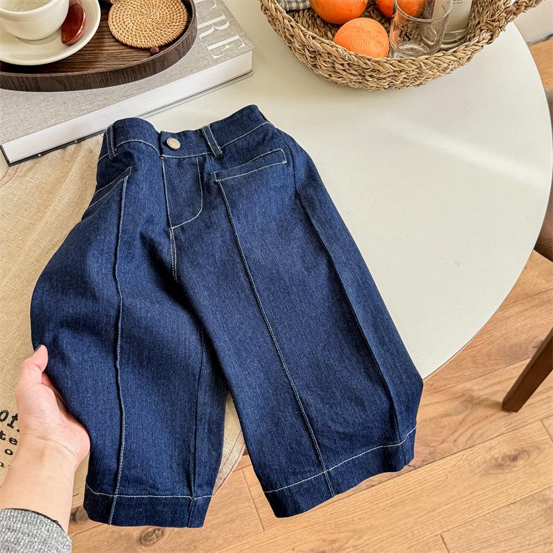 Baby Girls Wide Legs Jeans Spring Toddlers Kids Casual Loose Denim Trousers Ankle-length Pants