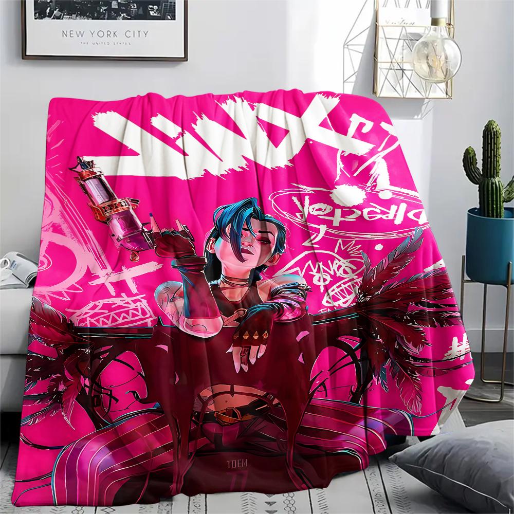 1PC Jinx Print Flannel Blanket, High quality All Seasons, Home Decor, Warmth and Comfort, Perfect for Christmas Gifts