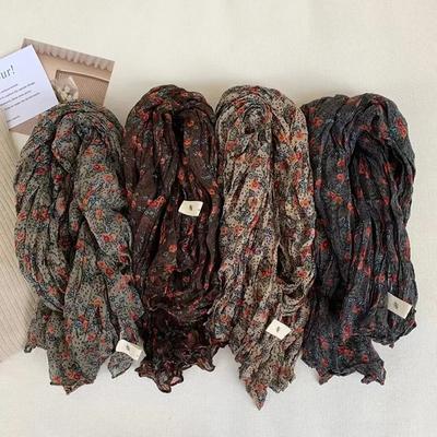 Antieke Sjaal Nieuw Herfst En Winter Live Uitzending Literaire Katoen En Linnen Retro Bloemen Gekreukeld Mannen Vrouwen