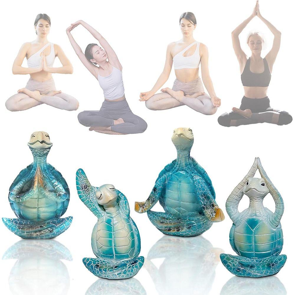 with Non-Slip Base Yoga Sea Turtle Figurines Zen Ocean Theme Charm Table Shelf Sculptures Beach Bathroom Office Decoration