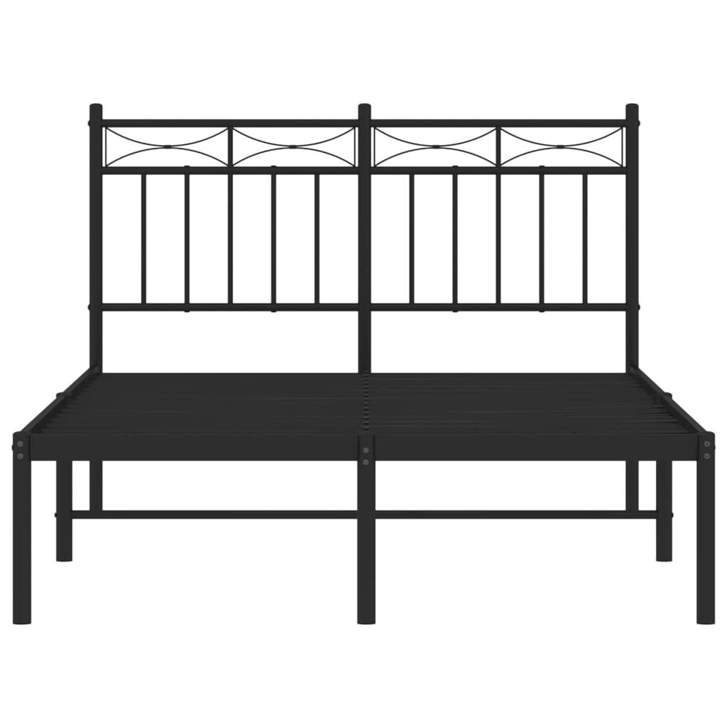 Metal Bed Frame with Headboard Black 120 x 200 cm