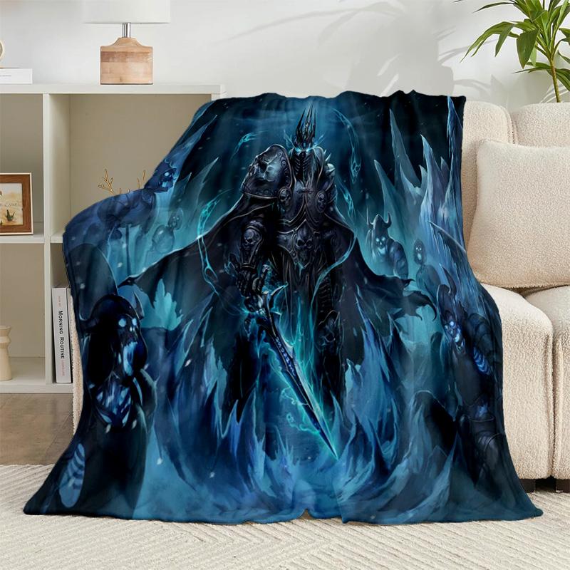 1PC Game Warcraft Darkness Warrior Flannel Blanket Gift, Suitable for Both Men And Women, Soft Ideal for Beds And Sofa, Birthday Or Christmas Gift