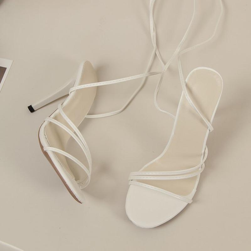 Summer Plus Size Women's Shoes Round Head Strappy Thin Heel Cross Strappy Sandals Women