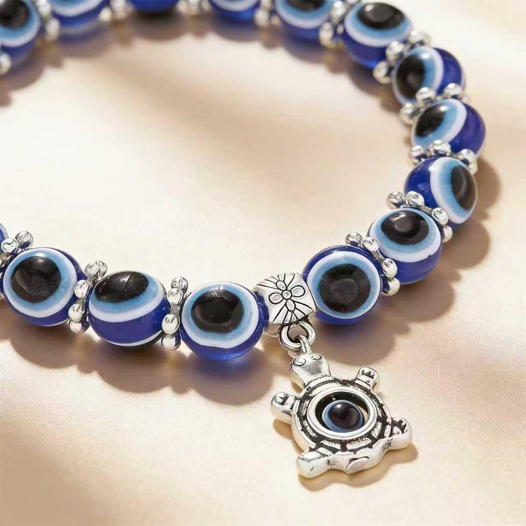 Turkish Evil Eye Bracelet for Men Women Blue Beaded Handmade Charm Jewelry with Butterfly Pendant charm bracelet jewelry