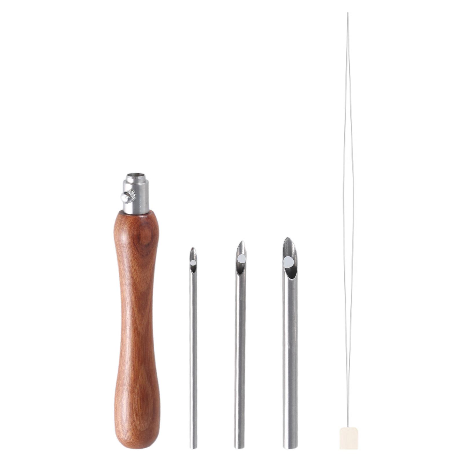 

Wood Handle Embroidery Pen with 3 Punching Needle Head and Needle Threader for Hobbyists Embroidery Stitching Craft