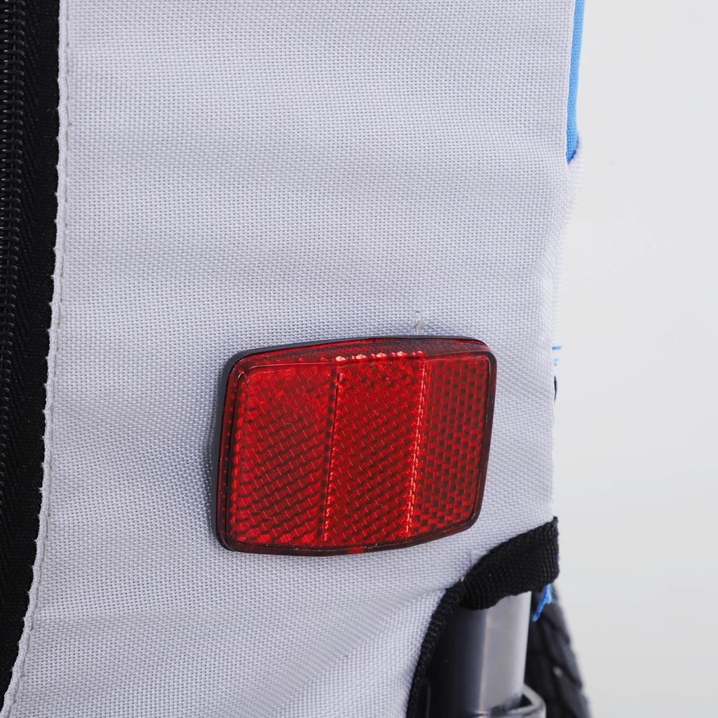 Bike Trailer for Dog Pets 8 Reflectors Flag Hitch Bar Included 130 X 73 X 90 Cm White and Blue