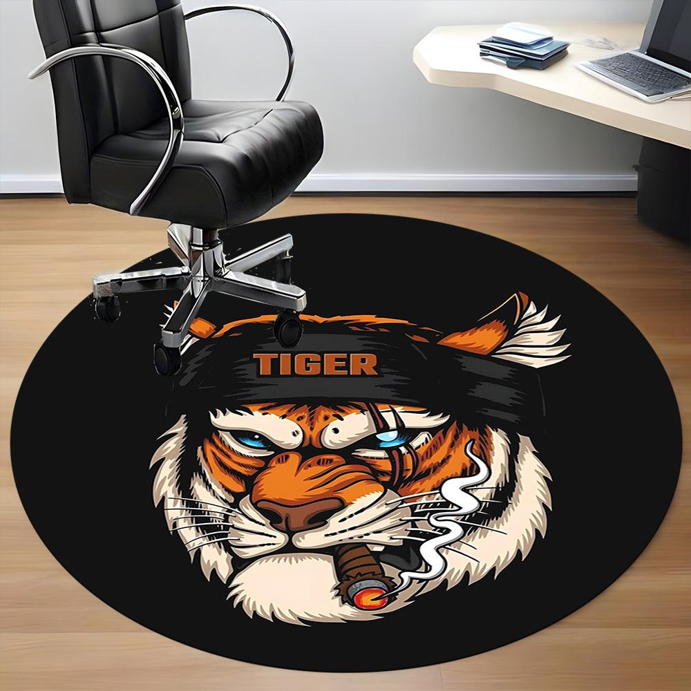 1pc Tiger Smoke Office Round Area Rug, Under Office Chairs Bedroom Living Room Home Decor, Room Deco, Available in Various Sizes