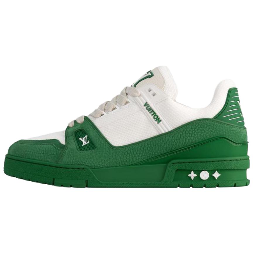 LOUIS VUITTON Trainer Cow Leather Low top Skateboard Shoes Men's Green 1AHTKY
