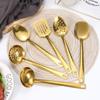 Steel Kitchenware Set Home Creative Korean Golden Soup Spoon Colander Pot Spoon Kitchen Cooking Frying S 2/6Pcs Stainless