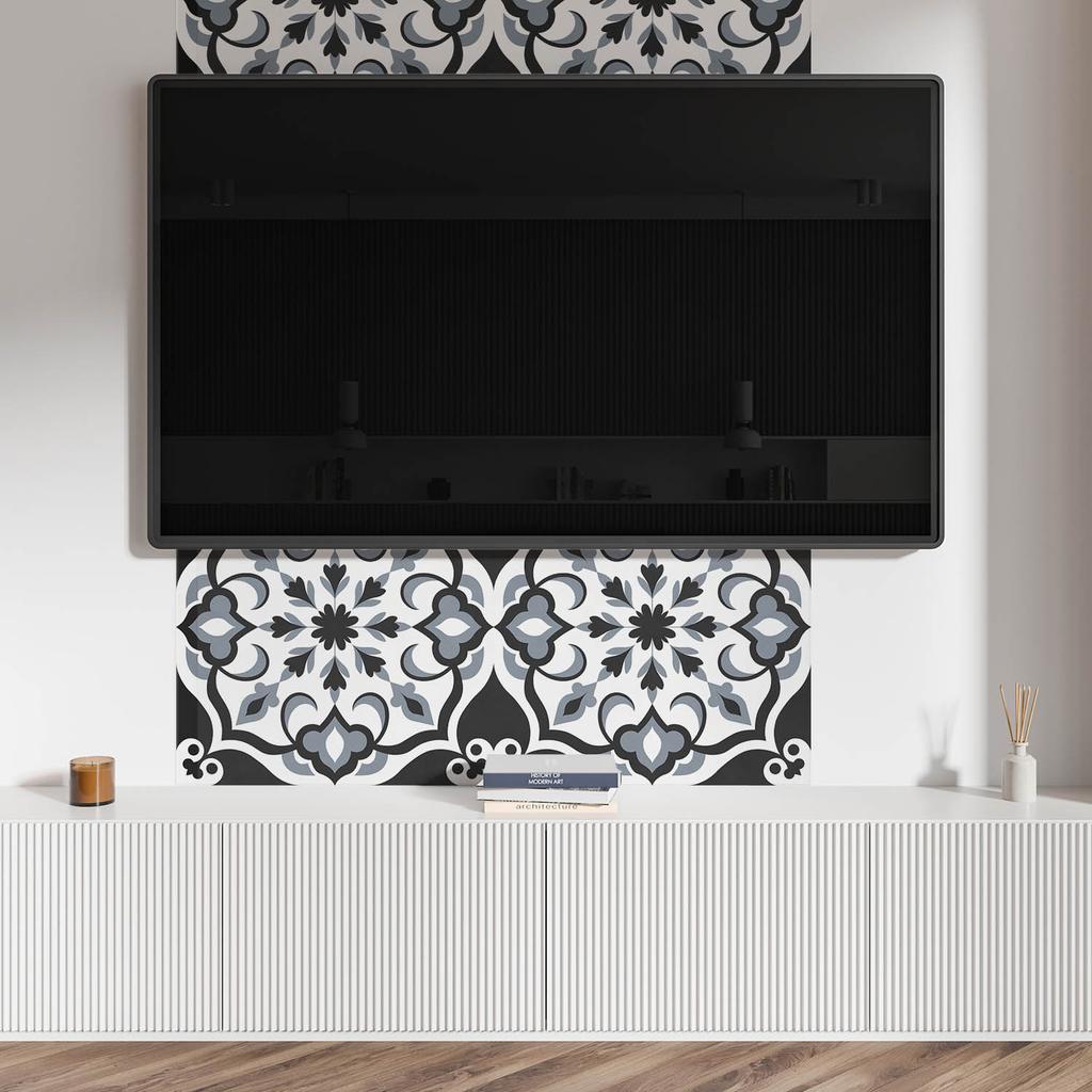 Panel Samoprzylepny Z Nadrukiem - Idealny Do Kuchni 120X60 Cm Wzór Kwiatowy Z Ornamentami