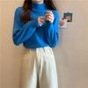 Half Turtleneck Sweater for Women Loose Solid-color Knitted Sweater for Autumn and Winter Casual Long-sleeved Pullover