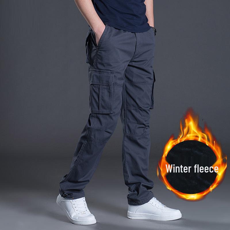 

Men s Fleece-Lined Pure Cotton Cargo Pants - Loose Fit for Winter Warmth 4XL
