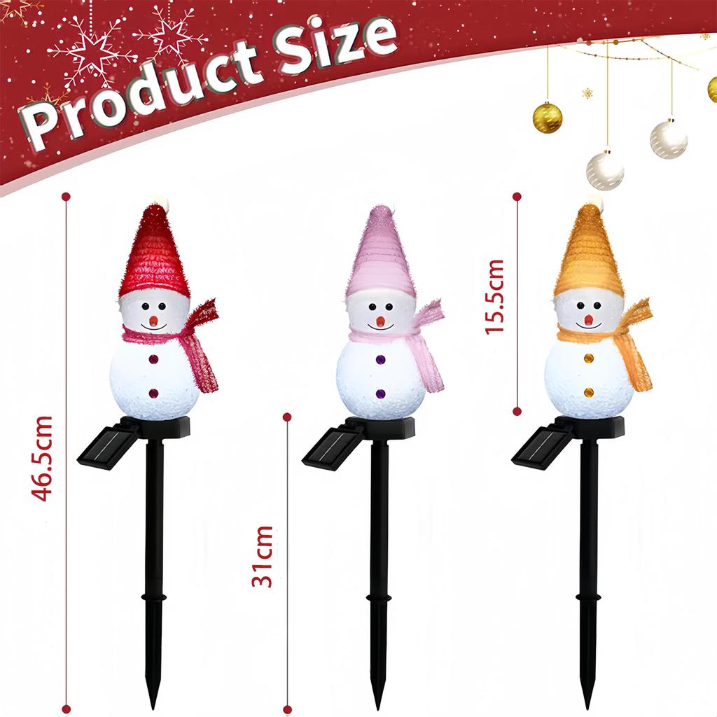 Set of 4 Snowman Garden Christmas Stylish Outdoor Waterproof Garden Lights for Lawns and String and Garden Solar-Powered Lights, Decorations, Gardens,