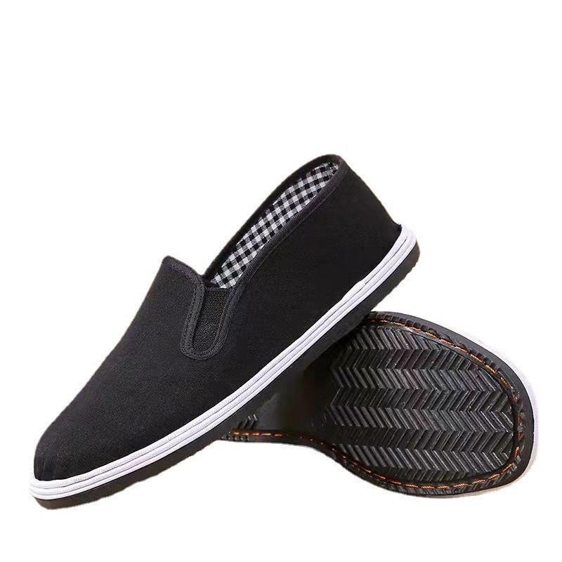 Black cloth shoes cloth shoes lasagna canvas single shoes flat bottom wear-resistant imitation tire sole driver shoes