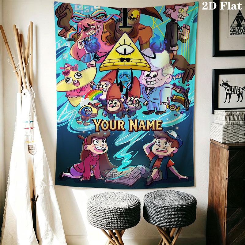 Custom Gravity Falls Wall Hanging Printed Fabric Blanket Decorative Tapestries for Bedroom Living Room Home Decor