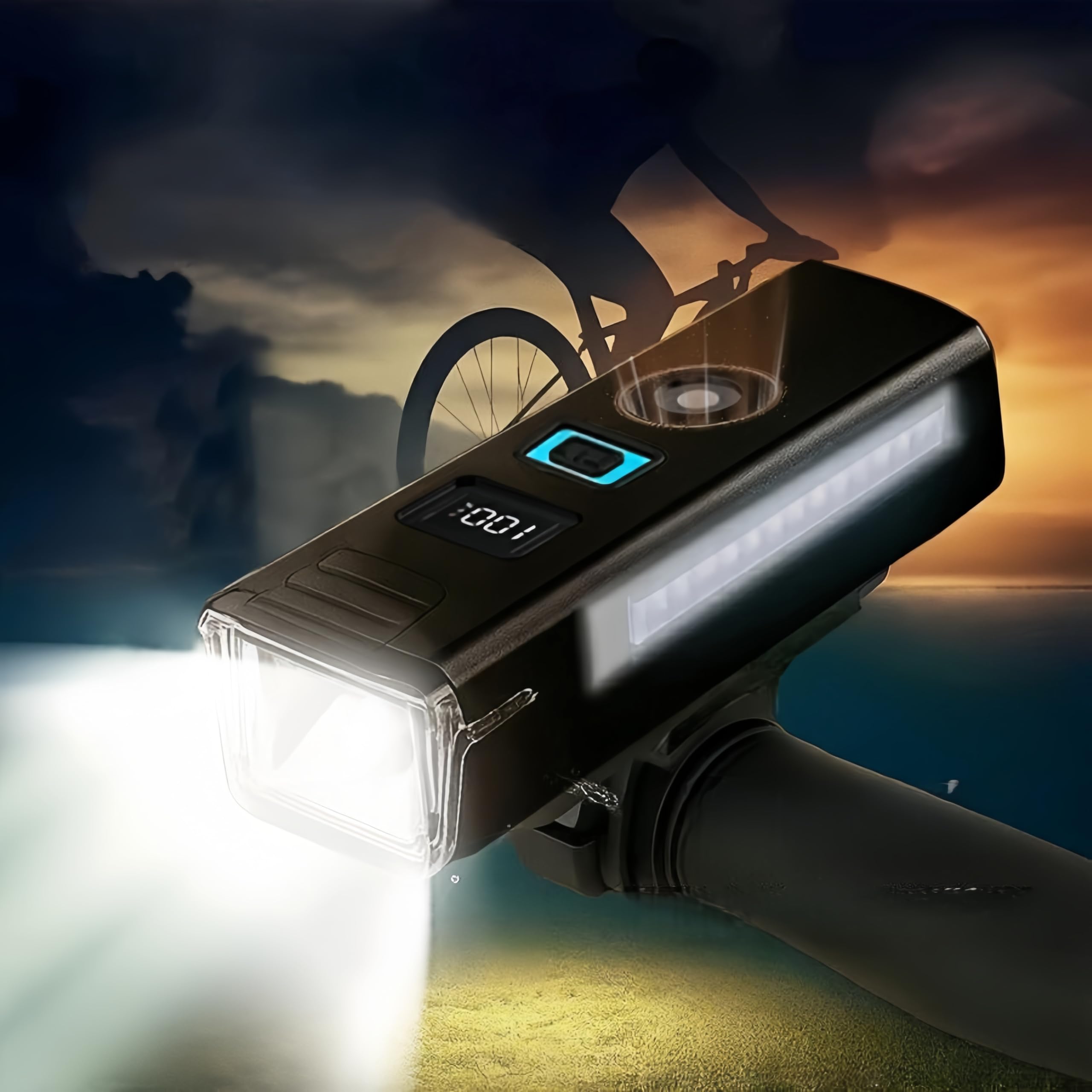 

Watakuryohin 3000 Lumens LED Bicycle Flashlight with Light Automatic 5 Levels of and Battery Level Ideal for and Sensor, On/Off, Dimming, Waterproof,