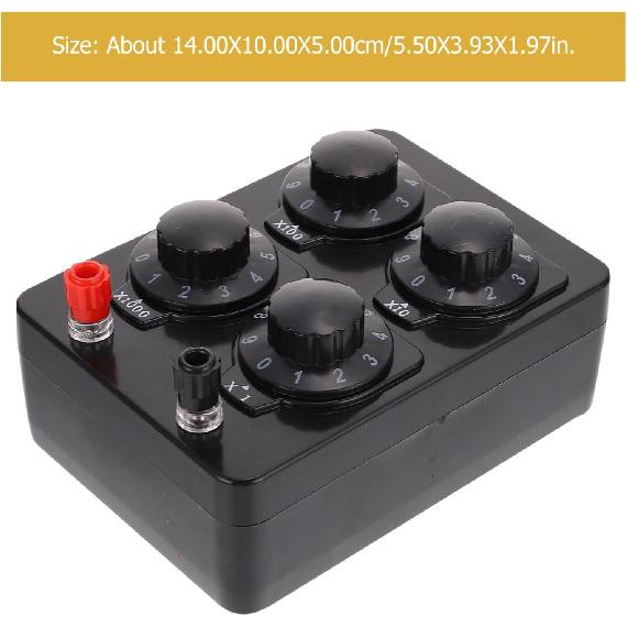 Variable Widerstandsbox 0-9999 Ohm, Einfache einstellbare Widerstandsdezkadenbox für den Physikunterricht, Schulversuchsausrüstung