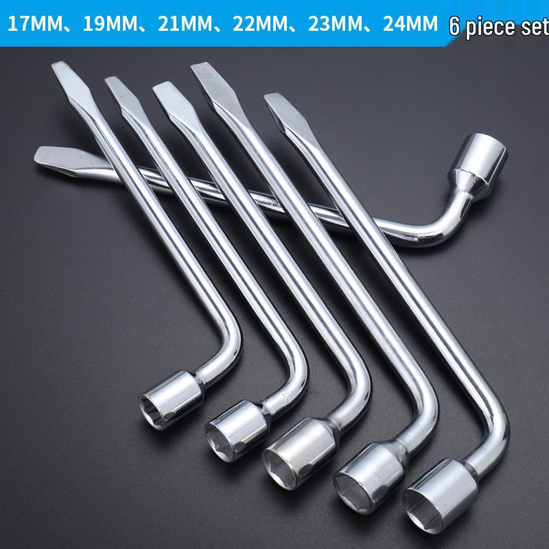 L-Type Tire Wrench for Car - Spare Tire Change & Removal, Pipe Socket Head in 17/19/21/22mm