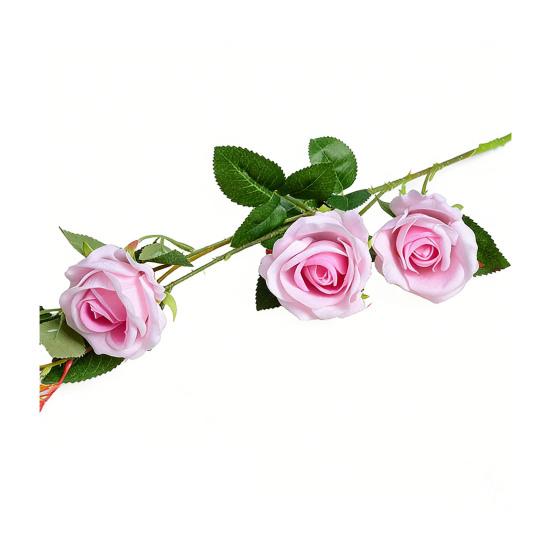 Artificial Rose Flower 3 Heads Full Blooming Fake Silk Roses Bouquet with Stem for DIY Vase Home Wedding Party Centerpiece