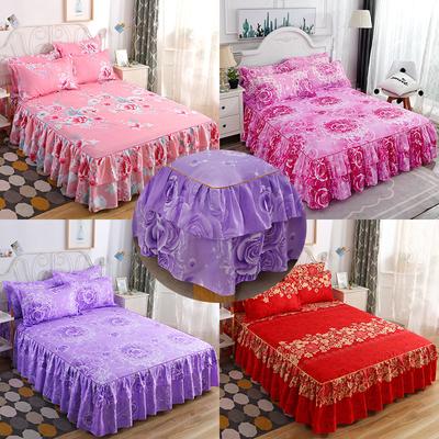 3PC Bedding Set (1xsheet+2xpillowcase)Bed Sheet Ruffled Bed Skirt Fitted Double Bedspread Mattress Cover Bedding Bedsheet Bedspread with Pillowcases