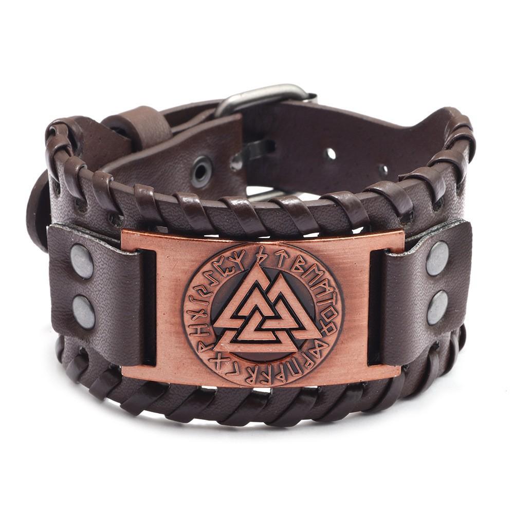 HNSP Wolf Rune Wrap Viking Leather Bracelet For Men Vintage Wide Bracelet Male  Accessory