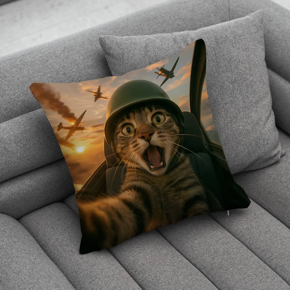 Cute Funny Rainbow Alien Cat Pillow Case Pillowcase Home Sofa Cushions Car Cushions Pillowcover Office Pillowshell Pillow