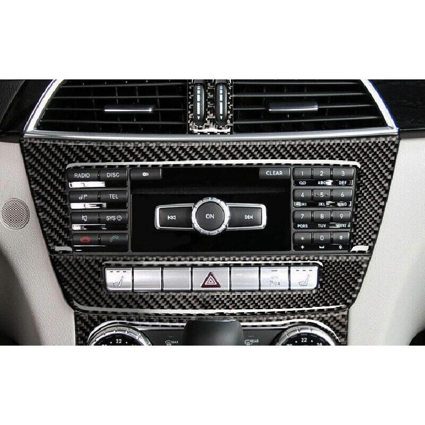 For Benz C-Class W204 2011-2014 Real Carbon Fiber Central Volume CD Switch Panel