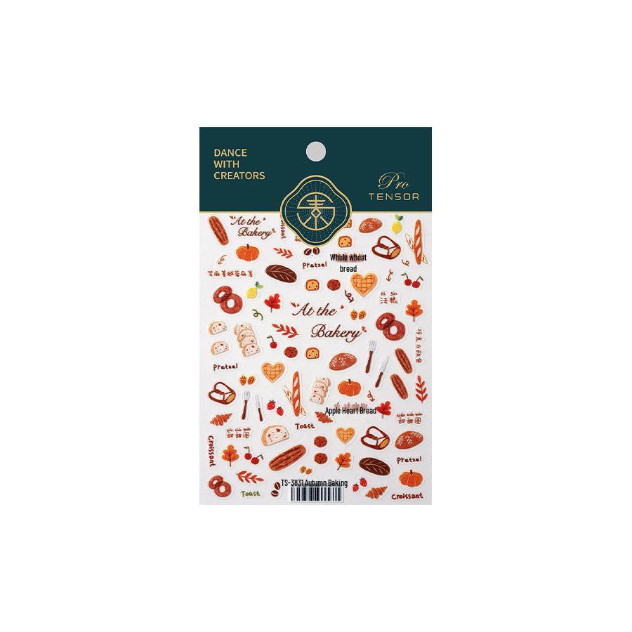 TENSOR Autumn Baking Cartoon Nail Stickers - Thin, Flexible, Self-Adhesive (TS-3831)
