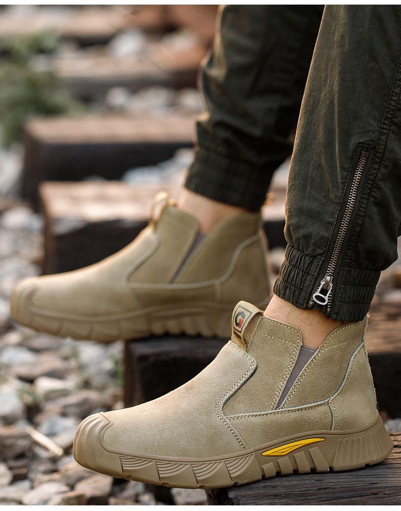 Men's Steel Toe Anti-Smash Welding Shoes - Lightweight, Breathable, Anti-Odor, Wear-Resistant, Soft Sole, and Puncture-Proof.