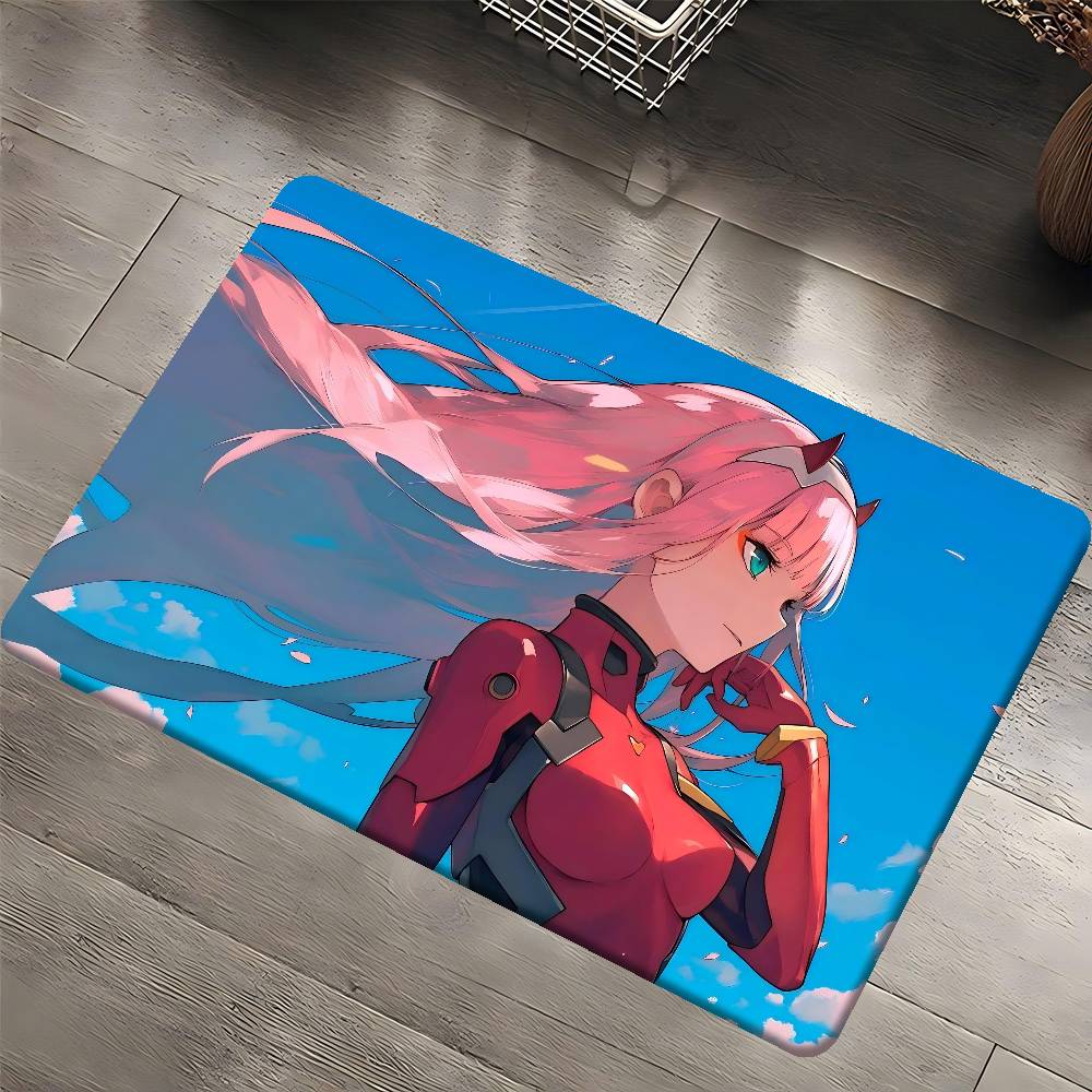 Anime Zero Two Rubber XXL PC Bathroom Mat Anti-slip Absorb Water Long Strip Cushion Bedroon Mat Welcome Doormat