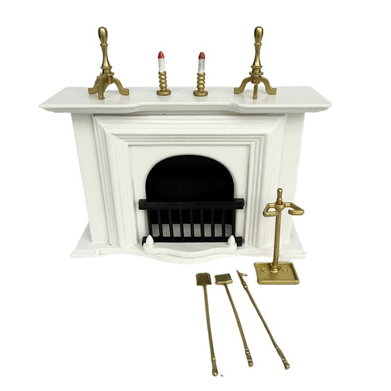 8Pcs/Set Dollhouse Mini Fire Tool Shovel Candlestick Bracket Simulation Mini Model Scene Fireplace Accessories Decoration
