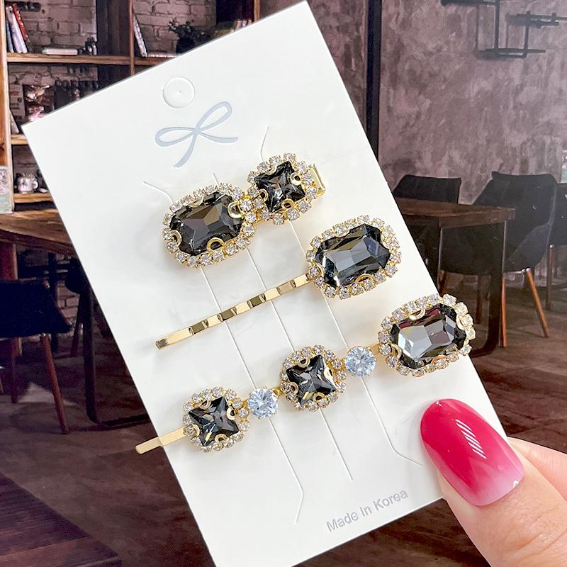 Fashion Shiny Luxury Full Crystal Pearl Women Barrettes Waterdrop Hair Clip Hairgrips Geometric Hair Accessories Korean Headwear
