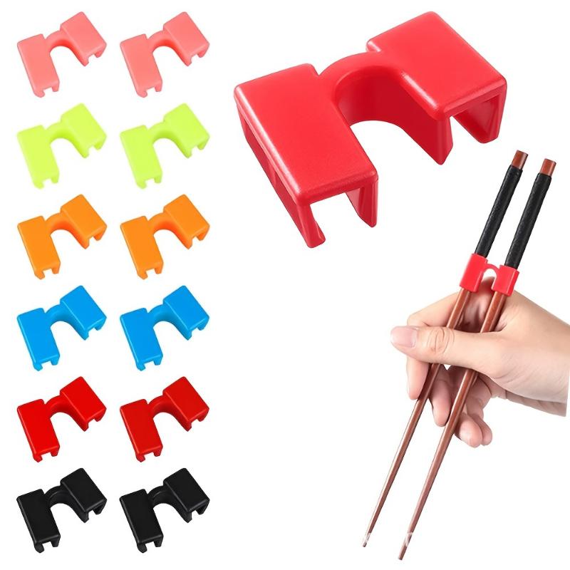 Pack of 6 Reusable Chopsticks Helpers Training Adults Kids Non-Slip Chopstick Hinges Connector Portable Practice Chopsticks Aids