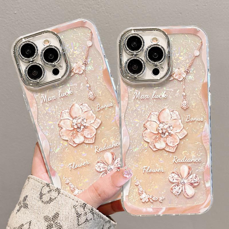 Crystal Flower Bracelet Apple 17promax Mobile Phone Case Iphone16 for 15 Light Luxury Premium 14 New 13