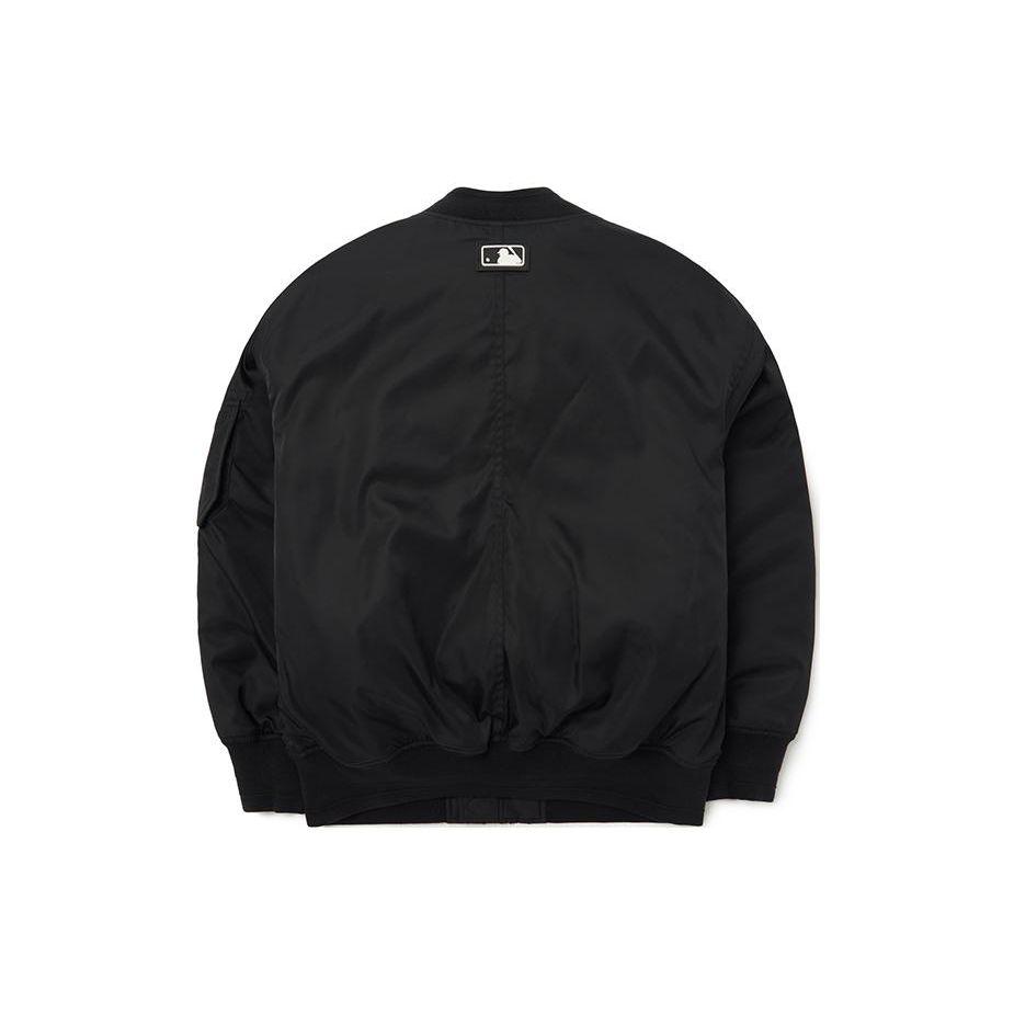 MLB New York Yankees FW22 Solid Color Logo Print Ribbed Collar Zip Jacket Unisex jackets Black 3AJPB0124-50BKS