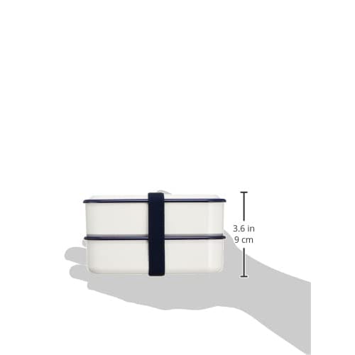 Takenaka Retro Moda Square Lunch Box, Navy, Top 275ml, Bottom 275ml