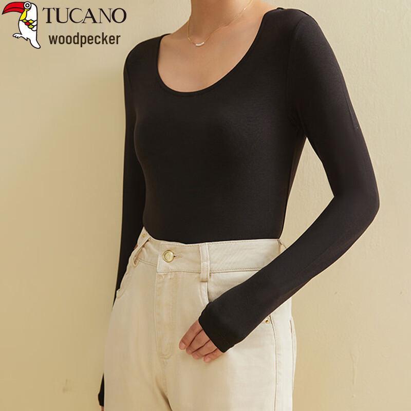 Woodpecker Women's U-Neck Long Sleeve Slimming Cotton Base Layer Top